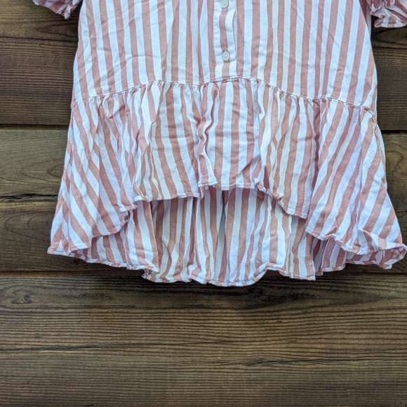 Madewell woman's button down shirt sleeve blouse with ruffled bottom - Picture 6 of 7